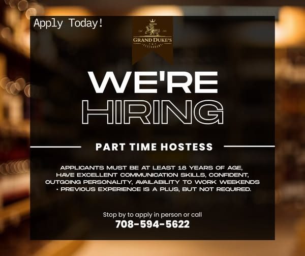 Grand Duke’s Restaurant is Hiring!