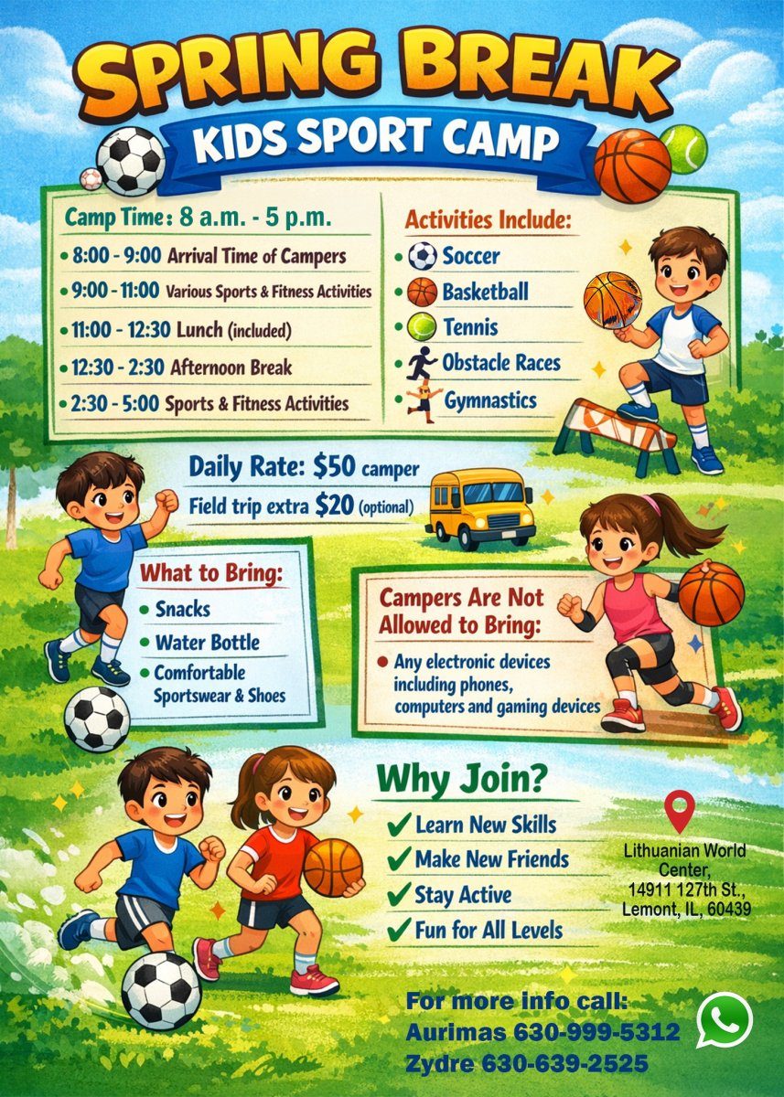We invite you to register for the Spring Break kids sports camp.