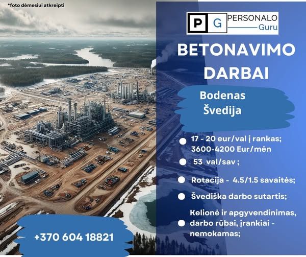 Siūlo darbą betonuotojams