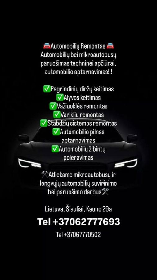 Kokybiškas automobilių remontas Šiauliuose
