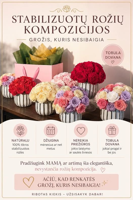 Nevystančios rožės, kurios džiugins ilgai.