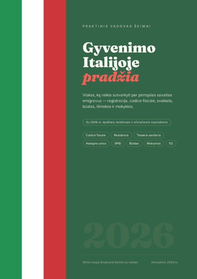 Praktinis vadovas emigrantui Italijoje. Pilnas paketas-gidas atvykus (emigravus) į ITALIJĄ