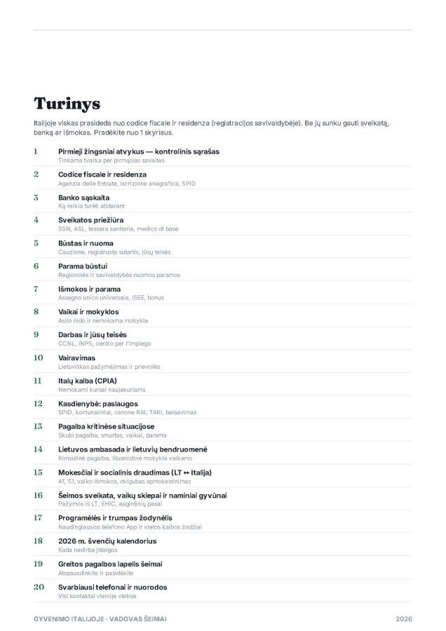 Praktinis vadovas emigrantui Italijoje. Pilnas paketas-gidas atvykus (emigravus) į ITALIJĄ