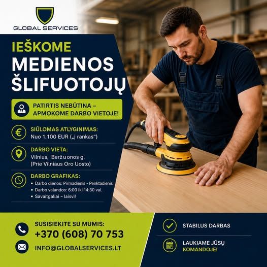 Ieškome medienos šlifuotojų