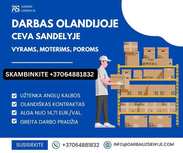 Darbas olandijoje CEVA sandėlyje