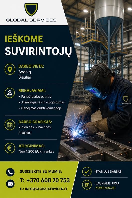 Siūlomas darbas suvirintojams