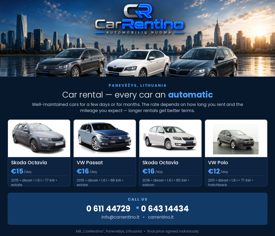 Car rent -every car an automatic
